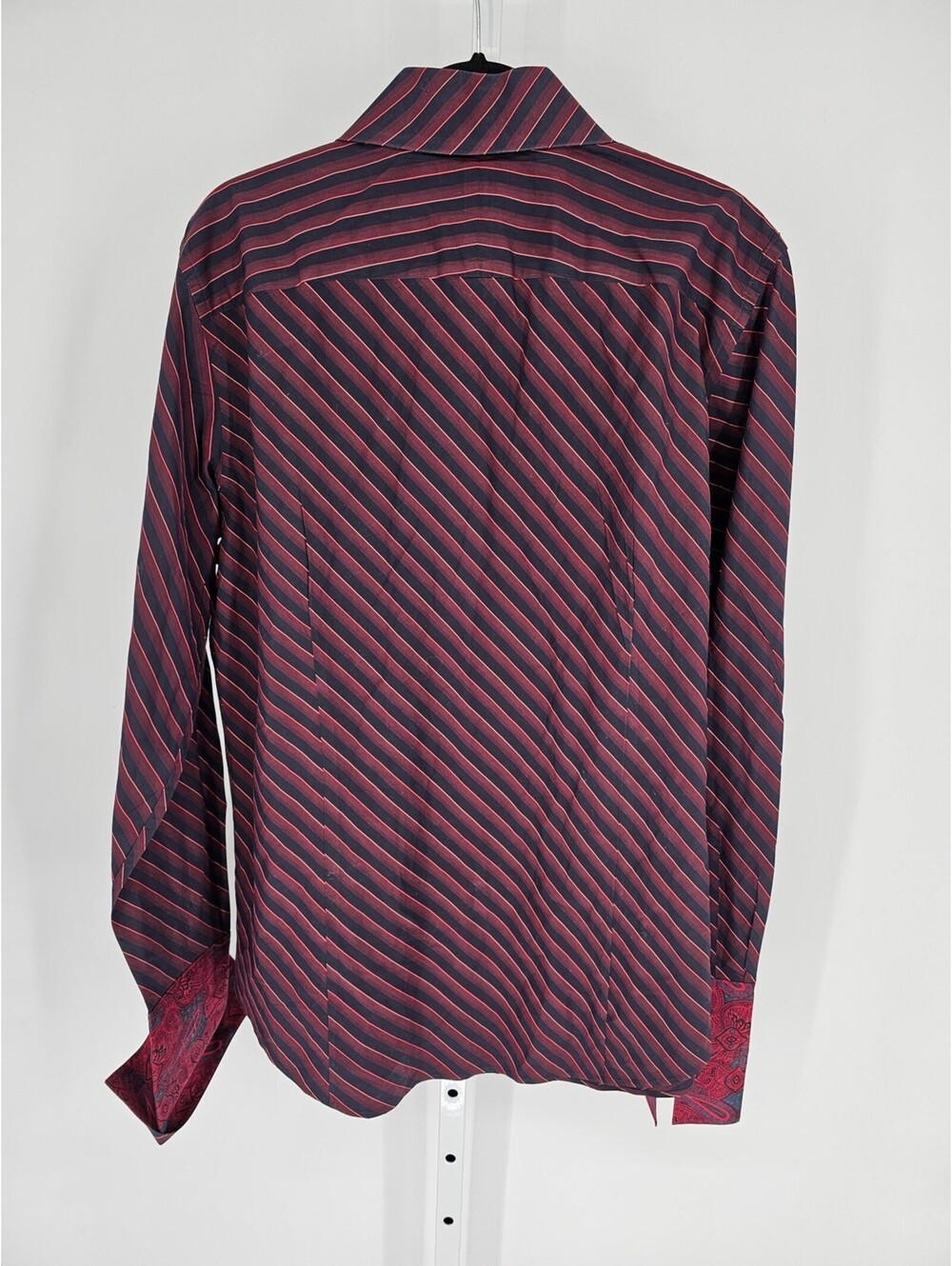 Banana Republic Mens Sz L Long Sleeve Button Up Dress Shirt Red Blue Striped - Picture 4 of 4